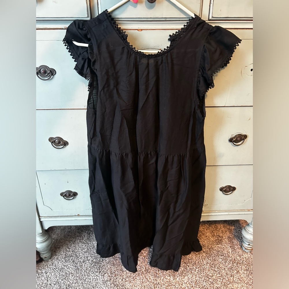 wild fable Black Ruffle Sleeve Mini Dress